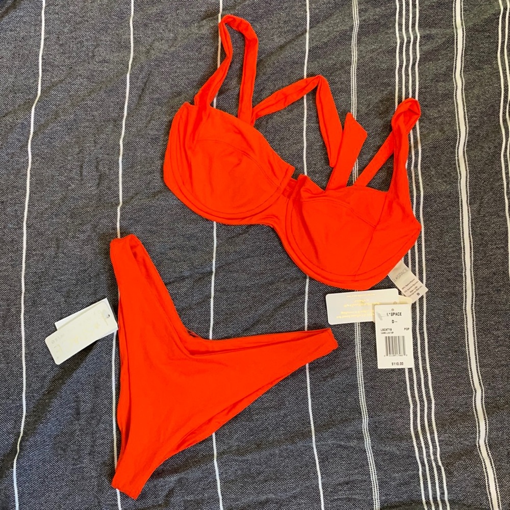 L*Space Camellia Bikini Top D Cup Tangerine
